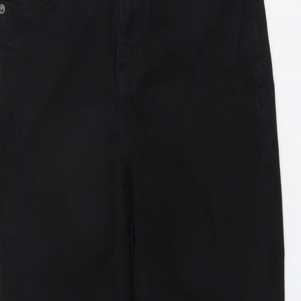 Topshop Womens Black Cotton Skinny Jeans Size 28 in L25 in Regular Button - Distressed Hems