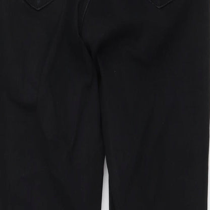 Topshop Womens Black Cotton Skinny Jeans Size 28 in L25 in Regular Button - Distressed Hems