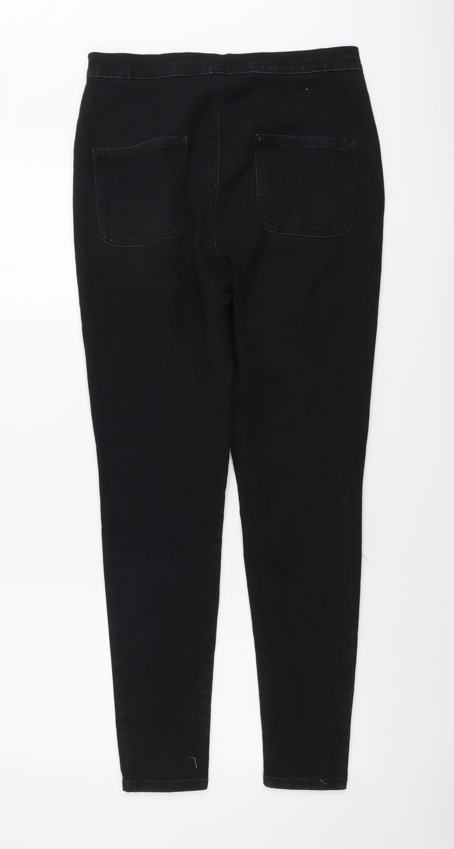 PRETTYLITTLETHING Womens Black Cotton Skinny Jeans Size 12 L28 in Regular Button