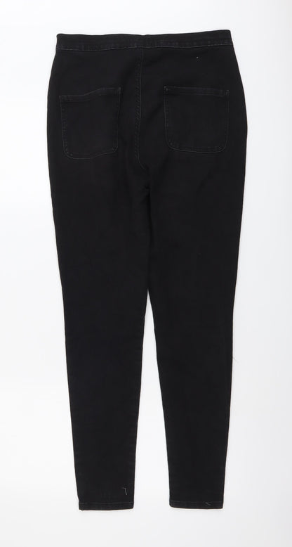 PRETTYLITTLETHING Womens Black Cotton Skinny Jeans Size 12 L28 in Regular Button