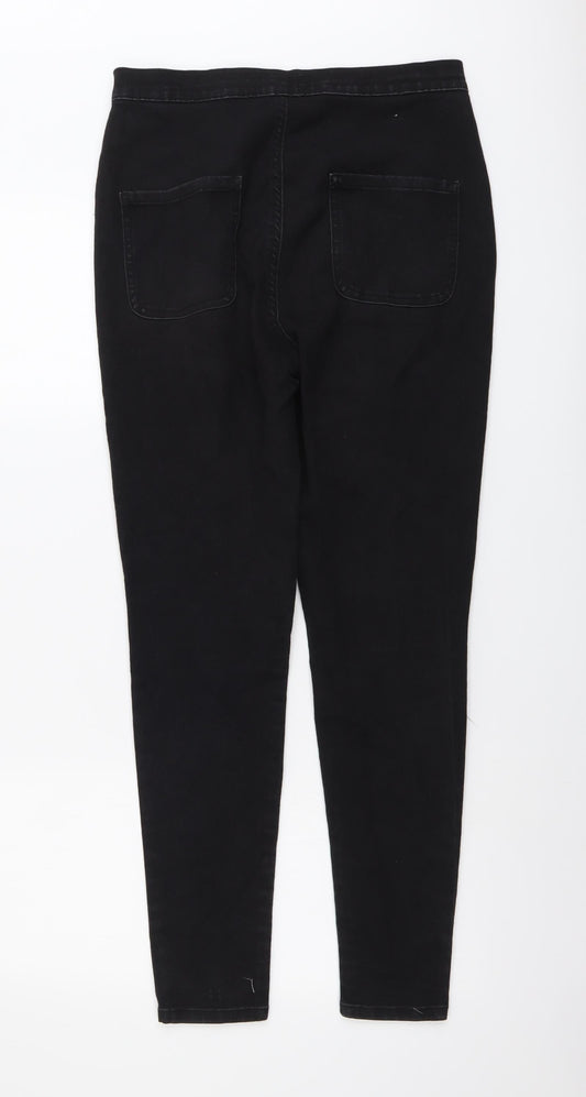 PRETTYLITTLETHING Womens Black Cotton Skinny Jeans Size 12 L28 in Regular Button