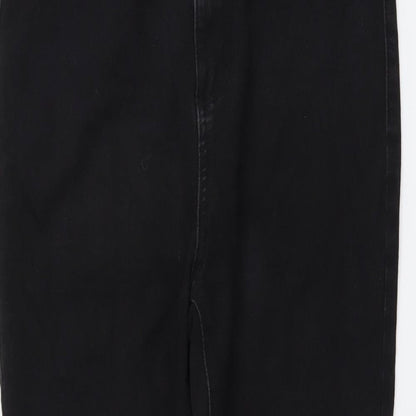 PRETTYLITTLETHING Womens Black Cotton Skinny Jeans Size 12 L28 in Regular Button