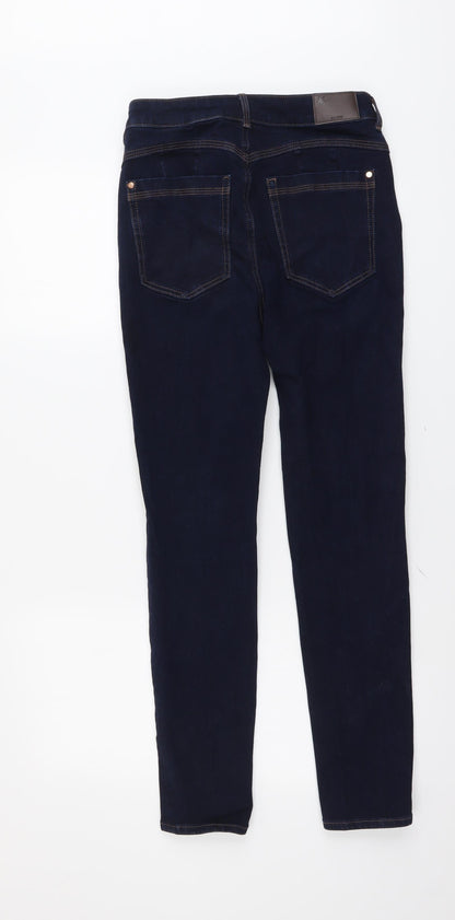 Marks and Spencer Womens Blue Cotton Skinny Jeans Size 26 in L28 in Regular Button