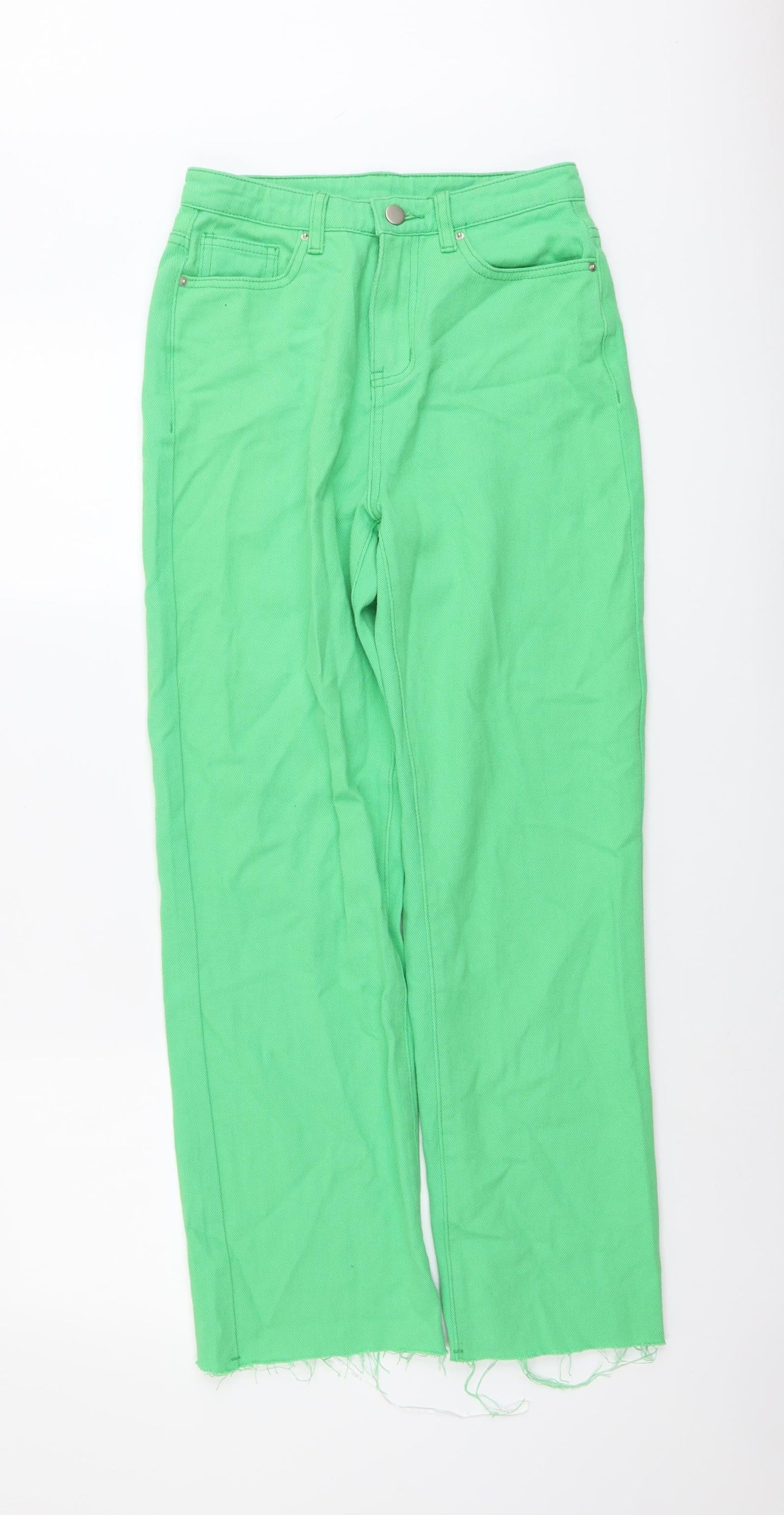 SheIn Womens Green Cotton Straight Jeans Size S L28 in Regular Button
