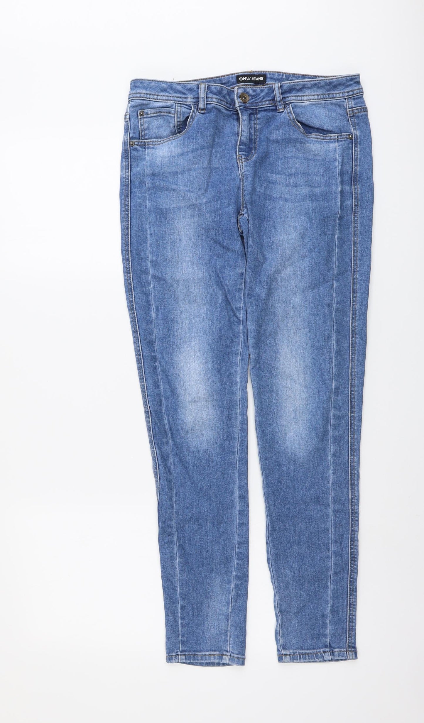 Only Womens Blue Cotton Tapered Jeans Size M L29 in Regular Button