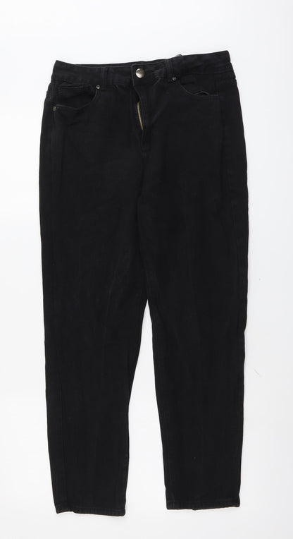 I SAW IT FIRST Womens Black Cotton Tapered Jeans Size 12 L26 in Regular Button