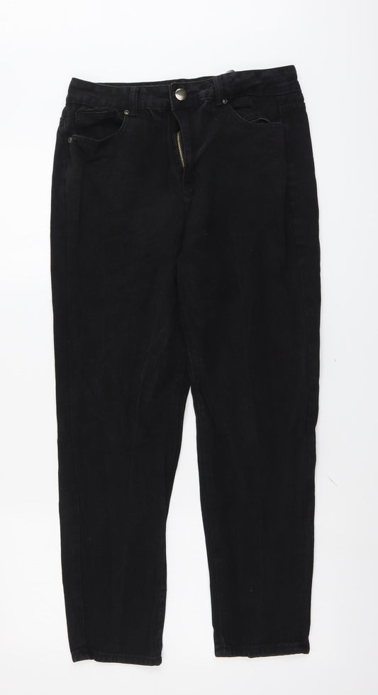 I SAW IT FIRST Womens Black Cotton Tapered Jeans Size 12 L26 in Regular Button