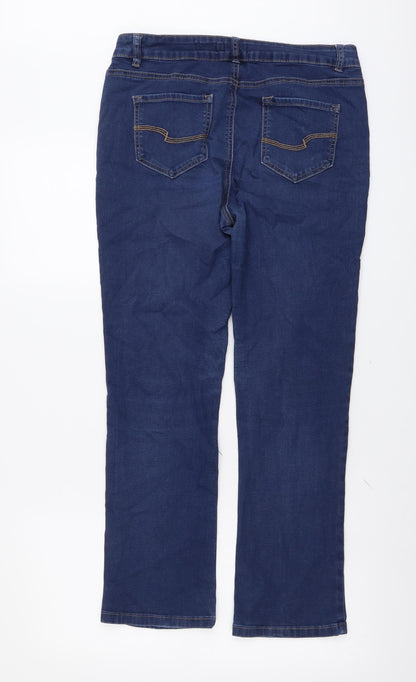 TU Womens Blue Cotton Straight Jeans Size 12 L27 in Regular Button