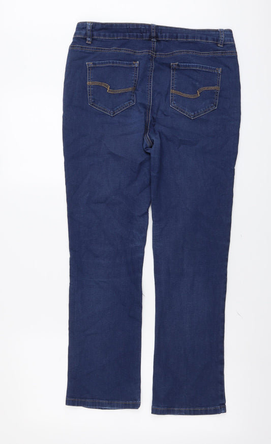 TU Womens Blue Cotton Straight Jeans Size 12 L27 in Regular Button