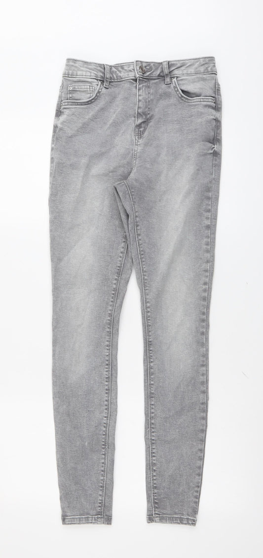 Denim & Co. Womens Grey Cotton Skinny Jeans Size 10 L29 in Regular Button