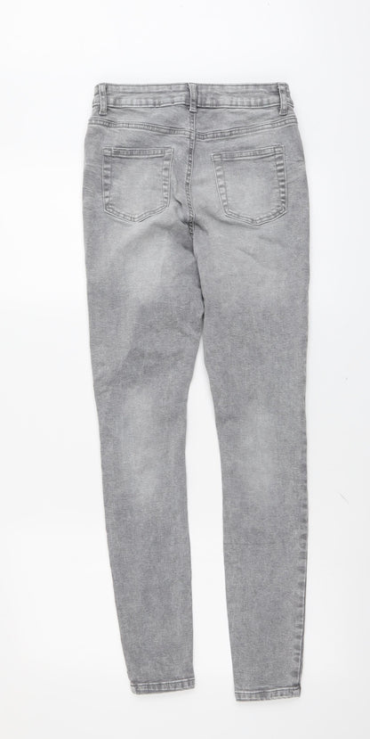 Denim & Co. Womens Grey Cotton Skinny Jeans Size 10 L29 in Regular Button