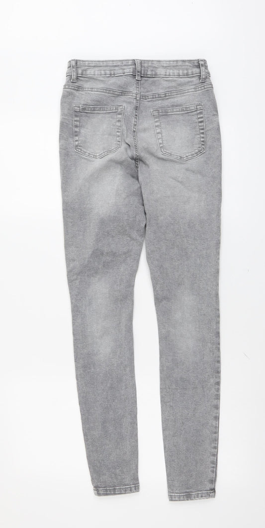 Denim & Co. Womens Grey Cotton Skinny Jeans Size 10 L29 in Regular Button