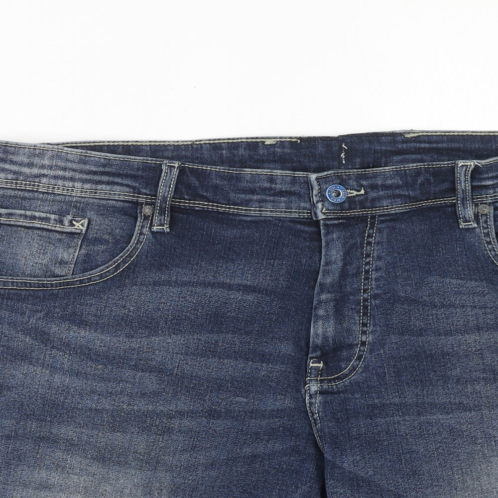 celio* Womens Blue Cotton Boyfriend Shorts Size 40 in Regular Zip