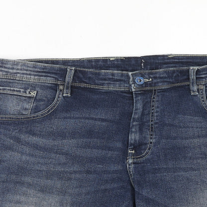 celio* Womens Blue Cotton Boyfriend Shorts Size 40 in Regular Zip