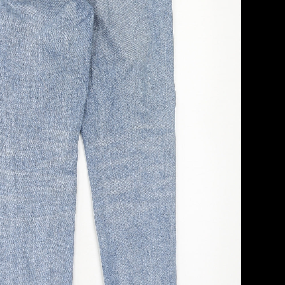 NEXT Womens Blue Cotton Straight Jeans Size 6 Regular Button - Distressed Hems