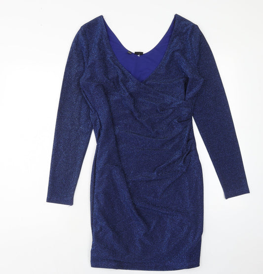 Body Flirt Womens Blue Polyester Bodycon Size M V-Neck Pullover