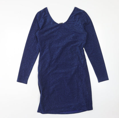 Body Flirt Womens Blue Polyester Bodycon Size M V-Neck Pullover