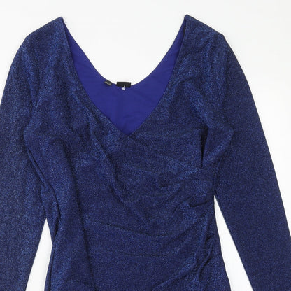 Body Flirt Womens Blue Polyester Bodycon Size M V-Neck Pullover
