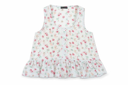 Fusion Womens Blue Floral Polyester Basic Tank Size 8 Scoop Neck