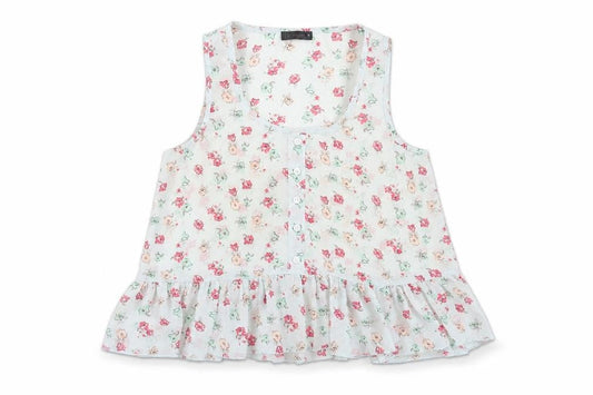 Fusion Womens Blue Floral Polyester Basic Tank Size 8 Scoop Neck