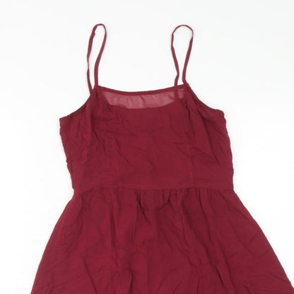 H&M Womens Red Viscose Mini Size 4 Square Neck Zip
