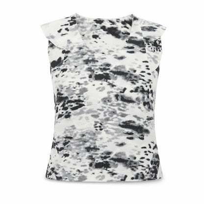 IRO Womens White Animal Print Polyester Basic T-Shirt Size S Scoop Neck - Leopard Print