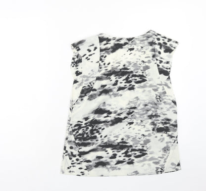 IRO Womens White Animal Print Polyester Basic T-Shirt Size S Scoop Neck - Leopard Print