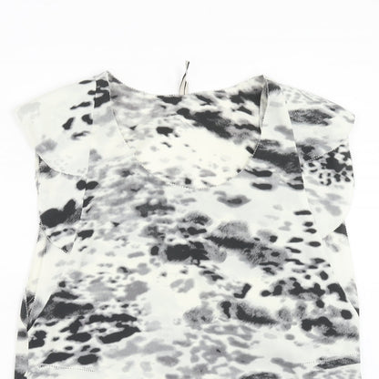 IRO Womens White Animal Print Polyester Basic T-Shirt Size S Scoop Neck - Leopard Print