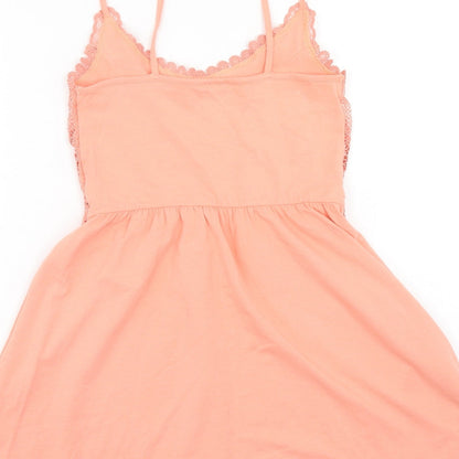 Topshop Womens Pink Floral Cotton Fit & Flare Size 4 V-Neck Pullover