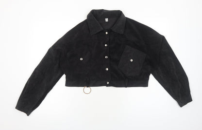 Classic Fashion Womens Black Jacket Size S Snap