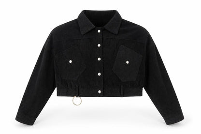 Classic Fashion Womens Black Jacket Size S Snap