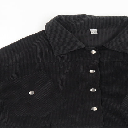 Classic Fashion Womens Black Jacket Size S Snap