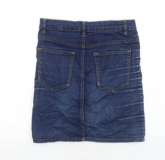 Cotton On Womens Blue Cotton Mini Skirt Size S Button