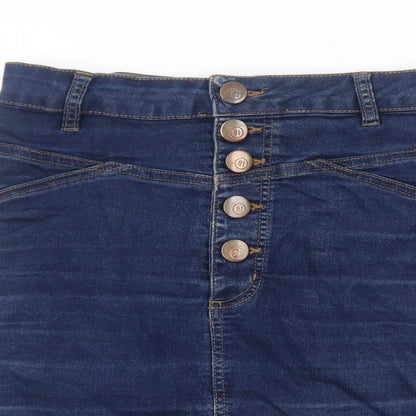 Cotton On Womens Blue Cotton Mini Skirt Size S Button