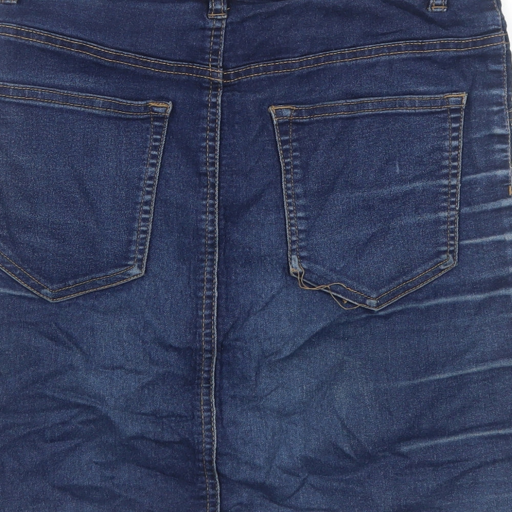 Cotton On Womens Blue Cotton Mini Skirt Size S Button