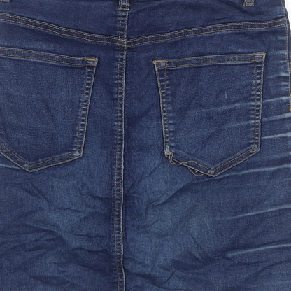 Cotton On Womens Blue Cotton Mini Skirt Size S Button