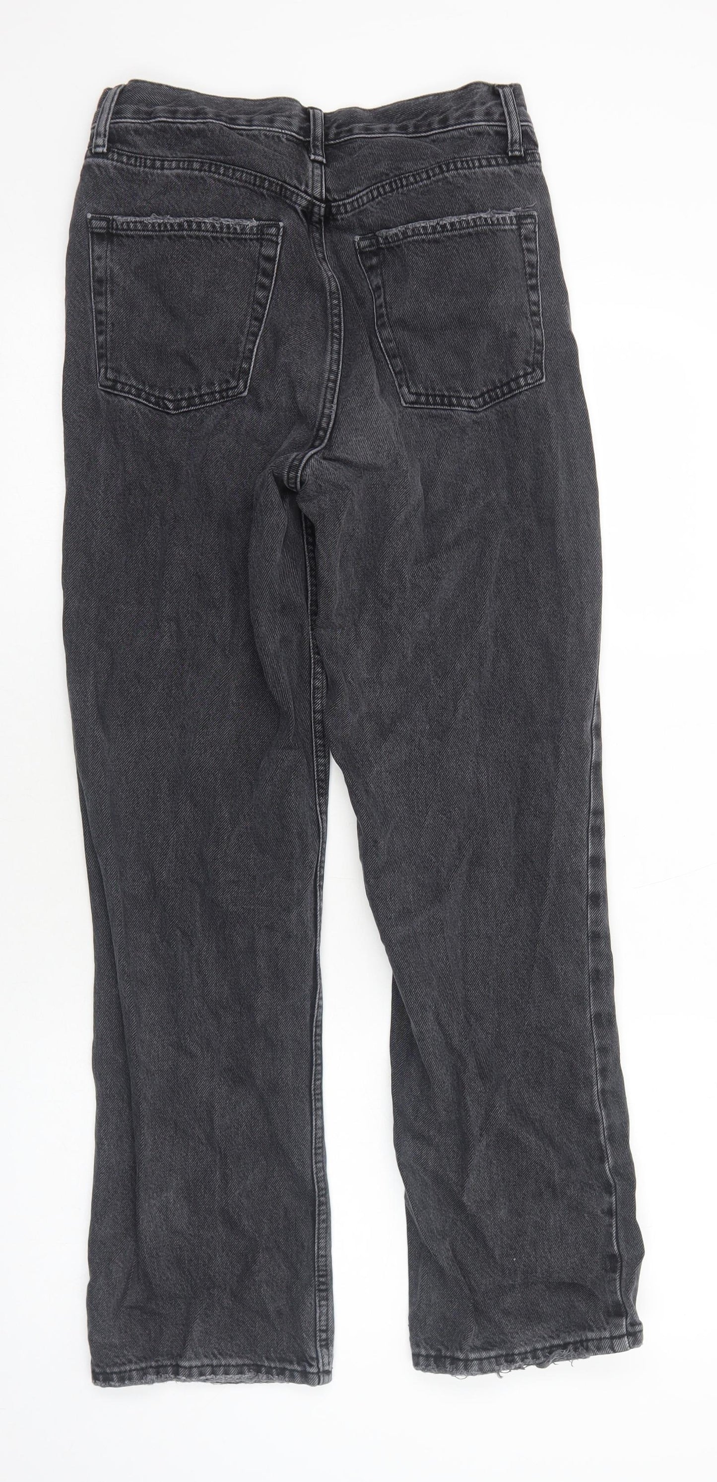Topshop Womens Black Cotton Straight Jeans Size 10 L30 in Regular Button