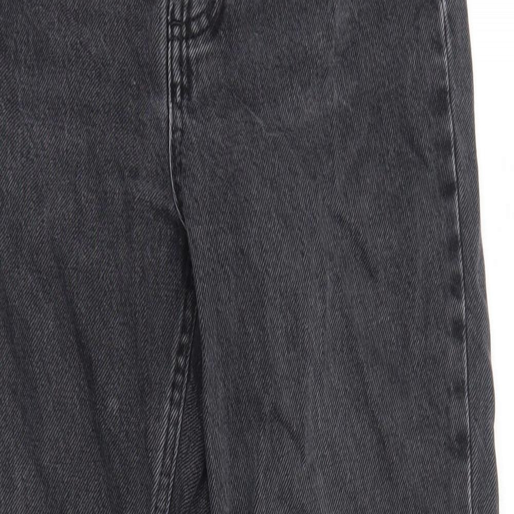Topshop Womens Black Cotton Straight Jeans Size 10 L30 in Regular Button