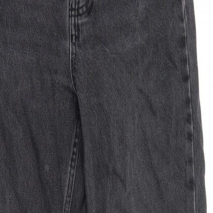 Topshop Womens Black Cotton Straight Jeans Size 10 L30 in Regular Button
