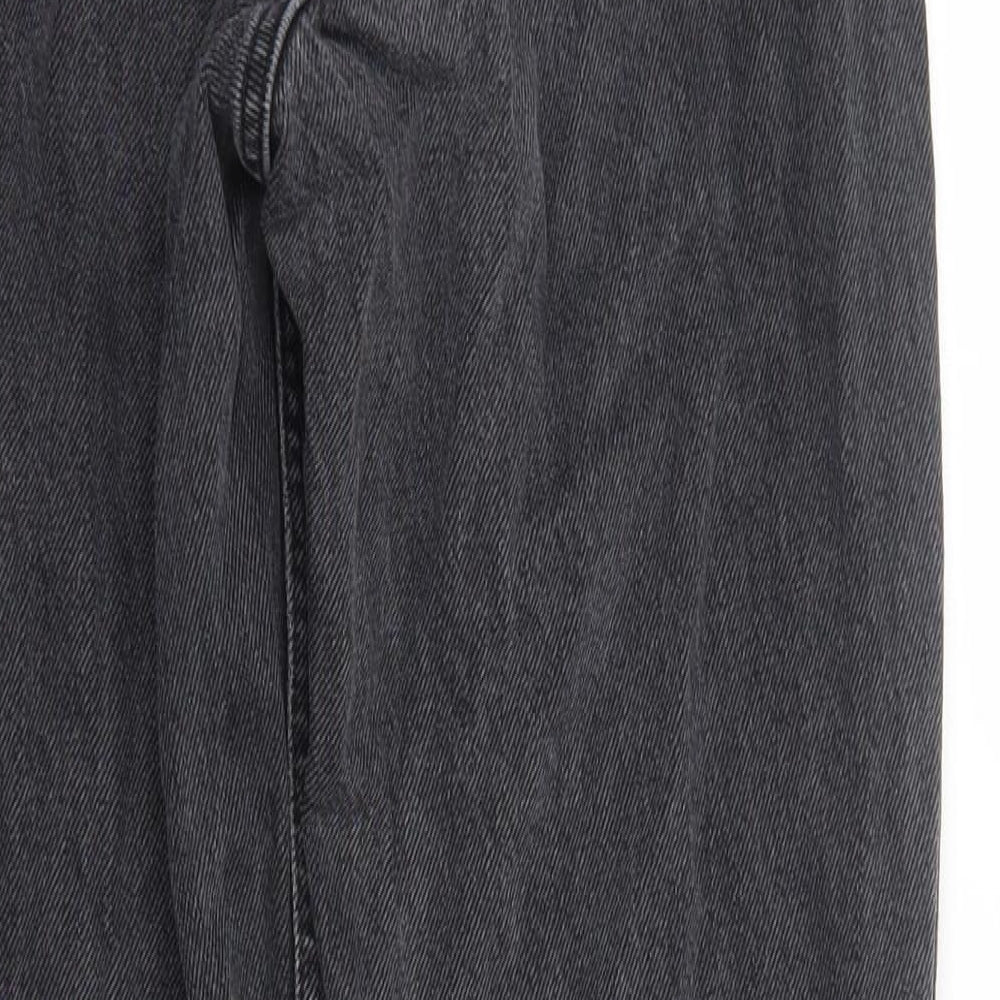 Topshop Womens Black Cotton Straight Jeans Size 10 L30 in Regular Button
