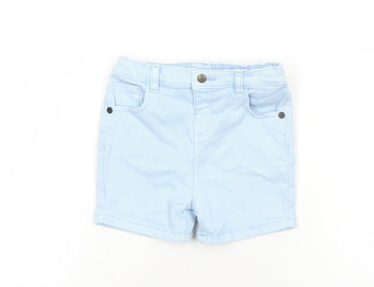 Marks and Spencer Girls Blue Cotton Cropped Jeans Size 18-24 Months L50 cm Snap