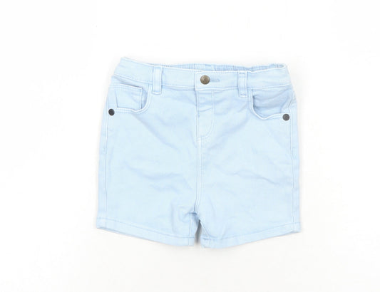 Marks and Spencer Girls Blue Cotton Cropped Jeans Size 18-24 Months L50 cm Snap