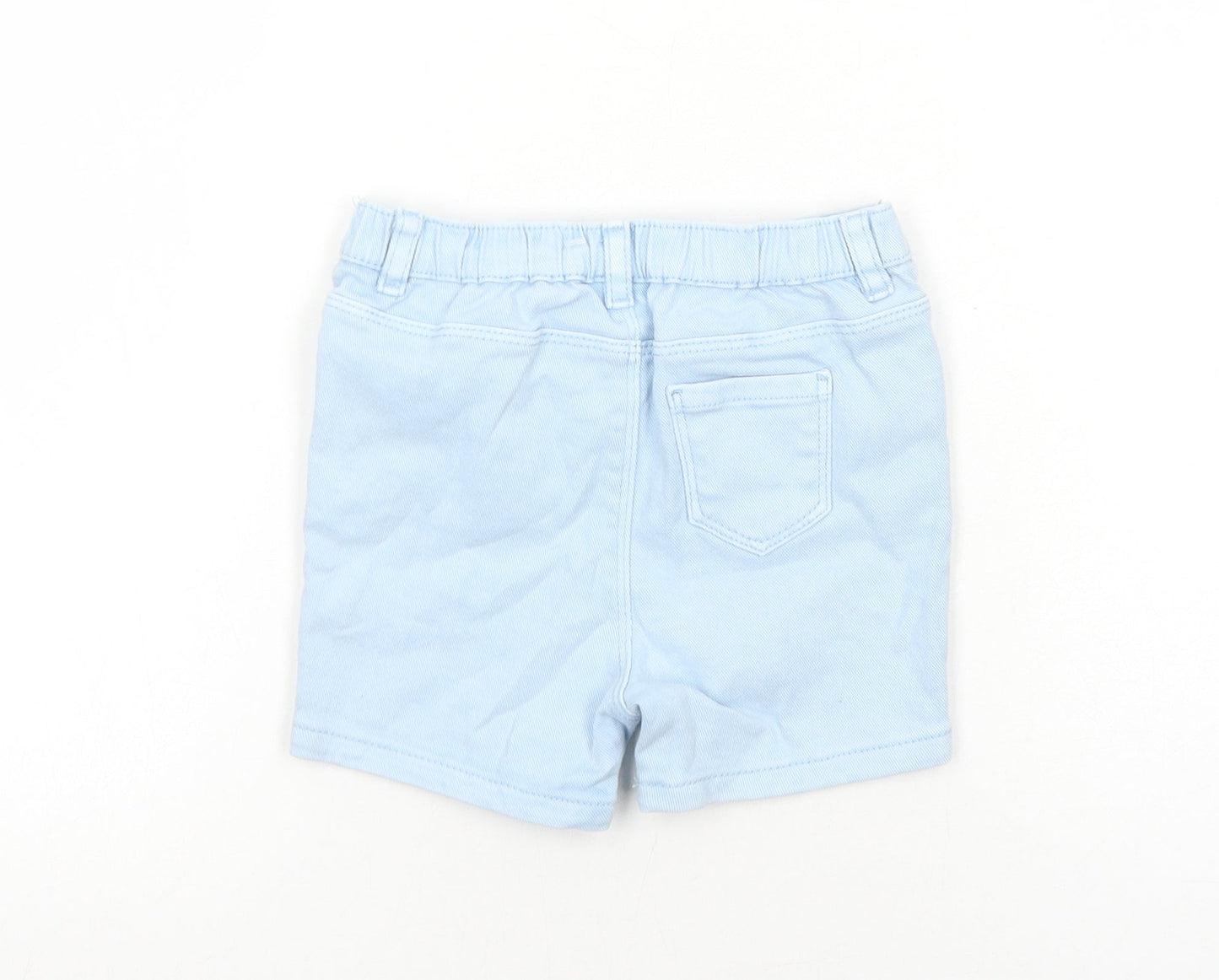 Marks and Spencer Girls Blue Cotton Cropped Jeans Size 18-24 Months L50 cm Snap