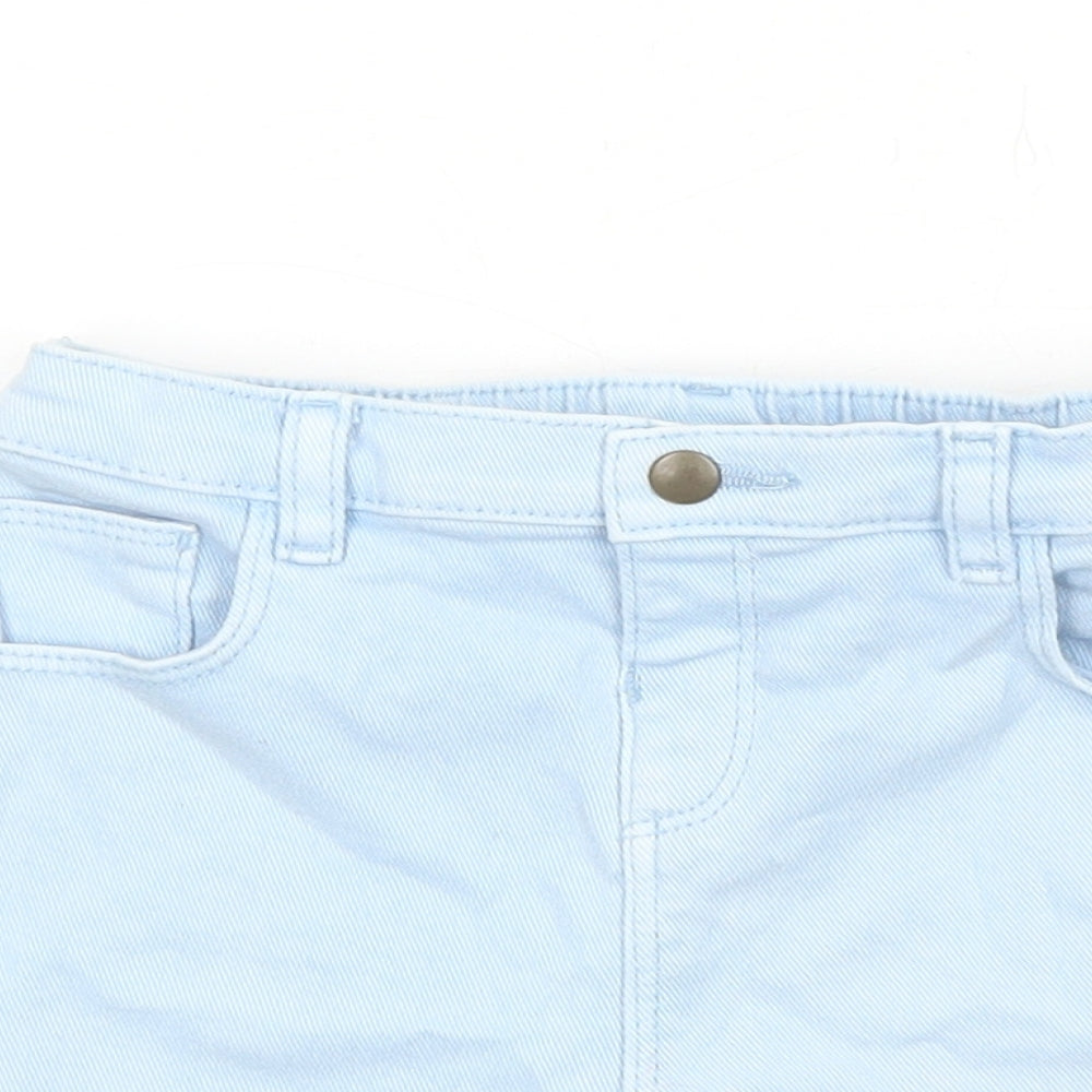 Marks and Spencer Girls Blue Cotton Cropped Jeans Size 18-24 Months L50 cm Snap