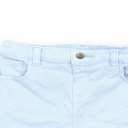 Marks and Spencer Girls Blue Cotton Cropped Jeans Size 18-24 Months L50 cm Snap