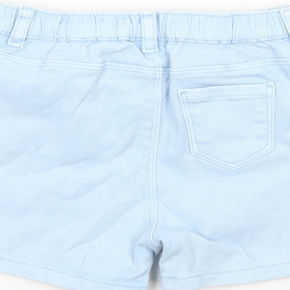 Marks and Spencer Girls Blue Cotton Cropped Jeans Size 18-24 Months L50 cm Snap