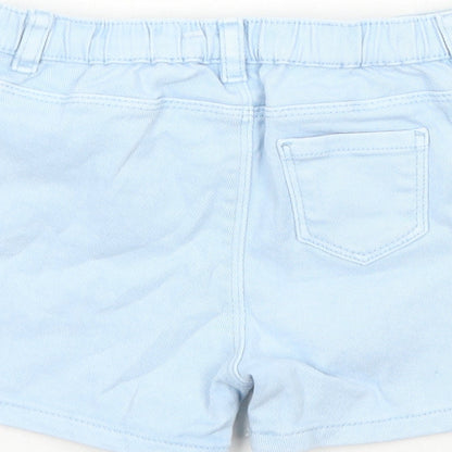 Marks and Spencer Girls Blue Cotton Cropped Jeans Size 18-24 Months L50 cm Snap