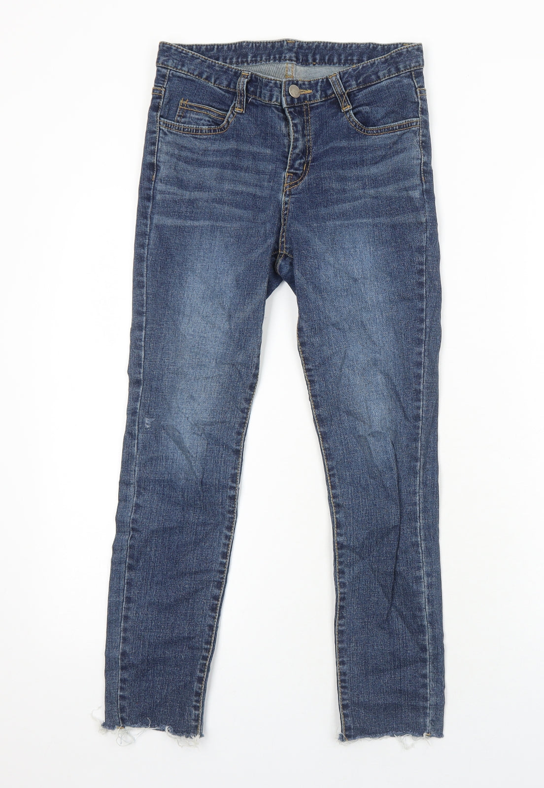 Womens UK Size S Preworn Regular Fit Skinny Blue Jeans