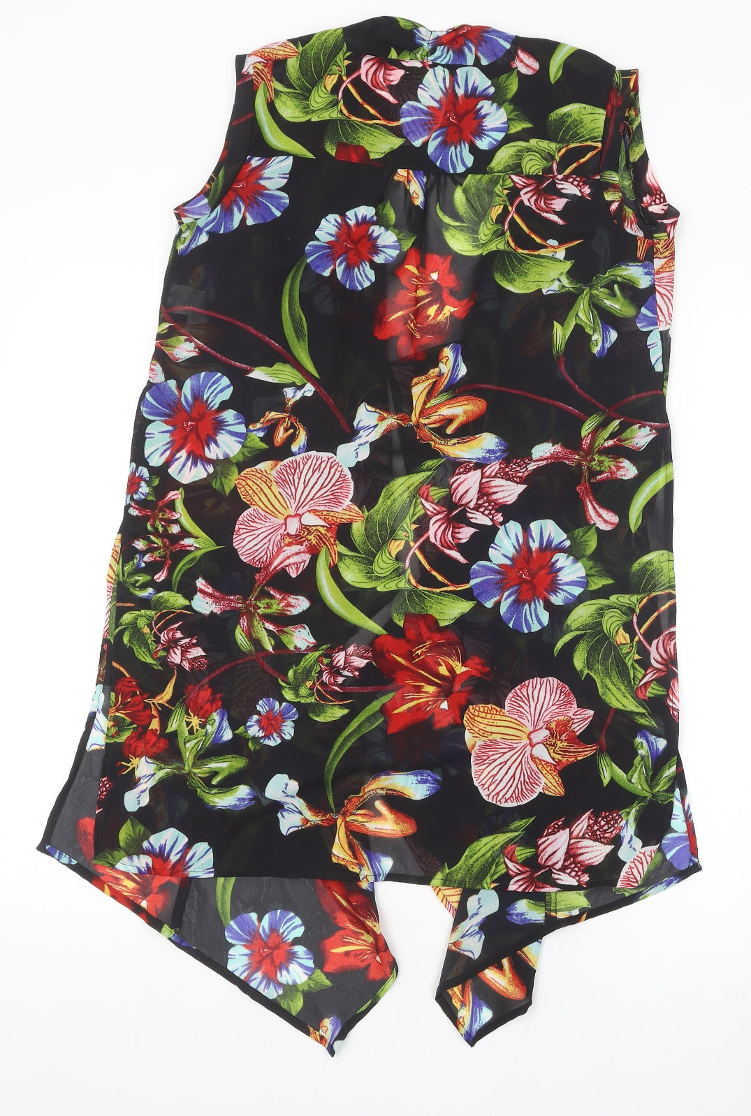 River Island Girls Black Geometric Polyester Kimono Blouse Size 10 Years V-Neck