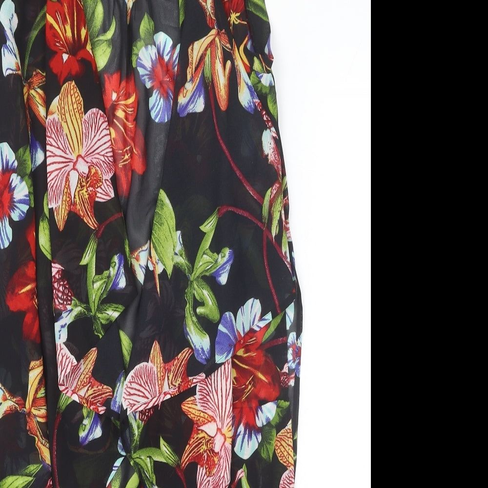 River Island Girls Black Geometric Polyester Kimono Blouse Size 10 Years V-Neck